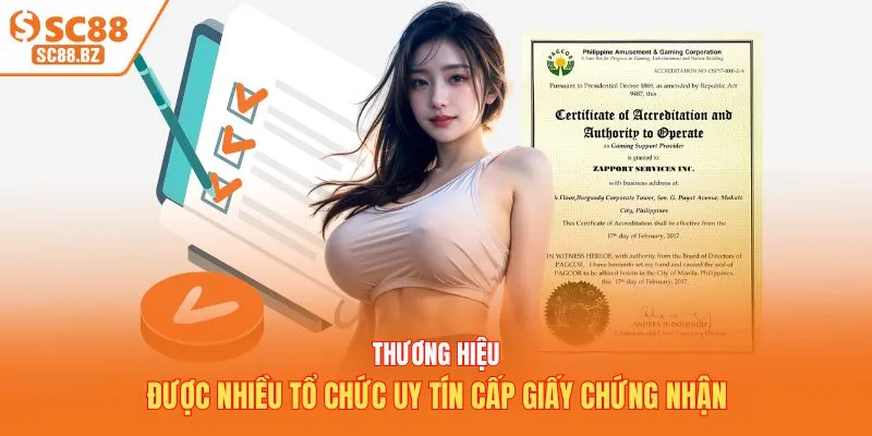 Thương hiệu được nhiều tổ chức uy tín cấp giấy chứng nhận