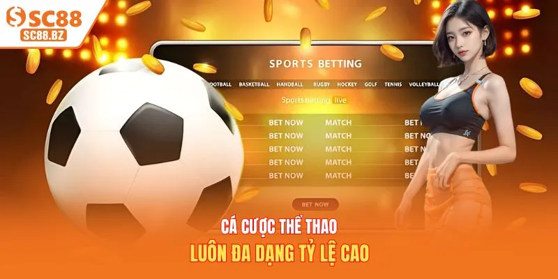 Cá cược thể thao luôn đa dạng tỷ lệ cao